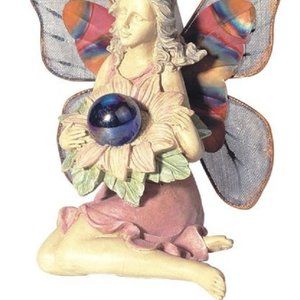 Enchanted Wings Fairy Contemplation sitting with Gazing Ball 3413 New